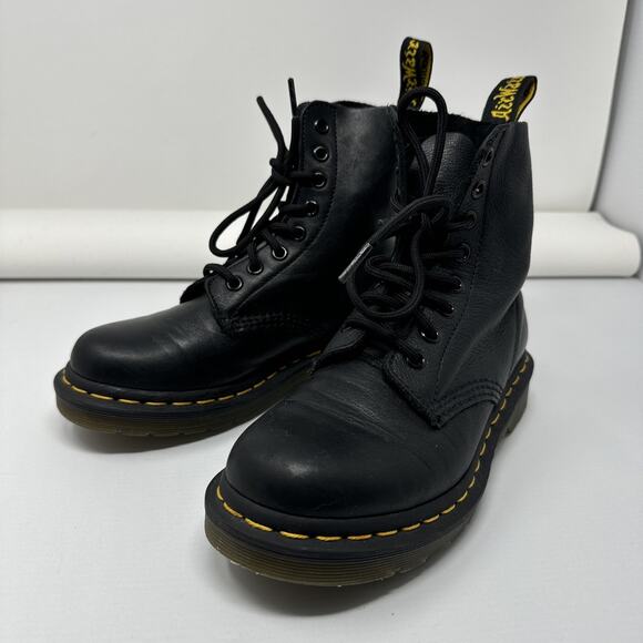 Dr Doc Martens Boots Womens 5 Black 1460 Pascal Soft Leather Combat - Picture 1 of 9